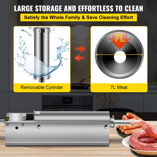 Manual Sausage Stuffer 7 L 15 LBS Horizontal Sausage Machine DualSpeed
