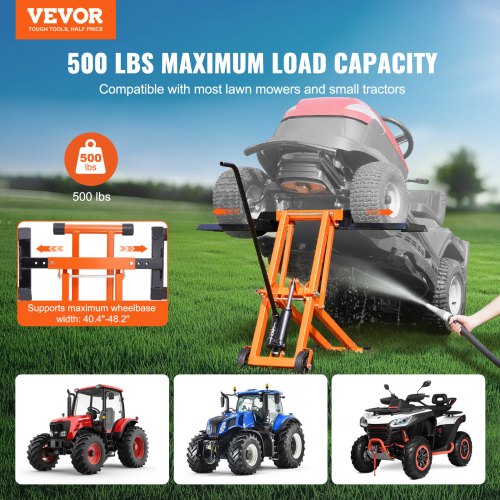 Lawn Mower Lift With Hydraulic Jack 500 Lbs Weight Capacity Solid Carbon Steel