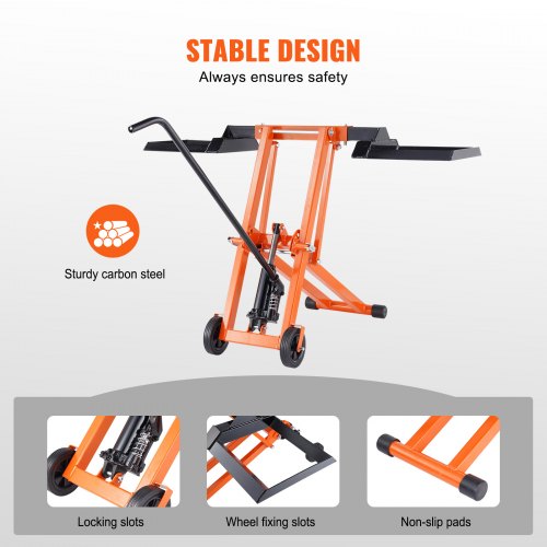 Lawn Mower Lift With Hydraulic Jack 500 Lbs Weight Capacity Solid Carbon Steel