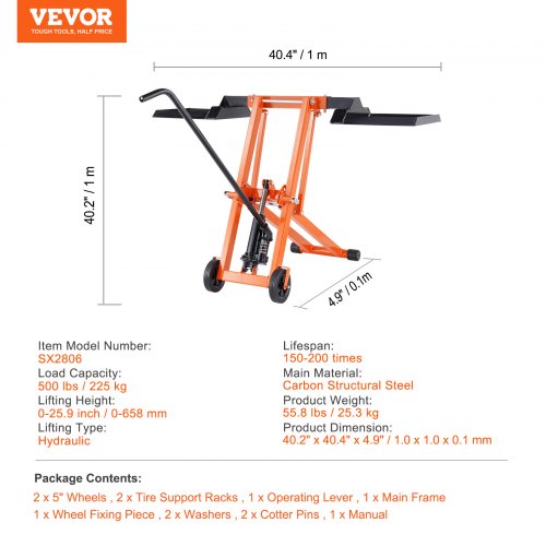 Lawn Mower Lift With Hydraulic Jack 500 Lbs Weight Capacity Solid Carbon Steel