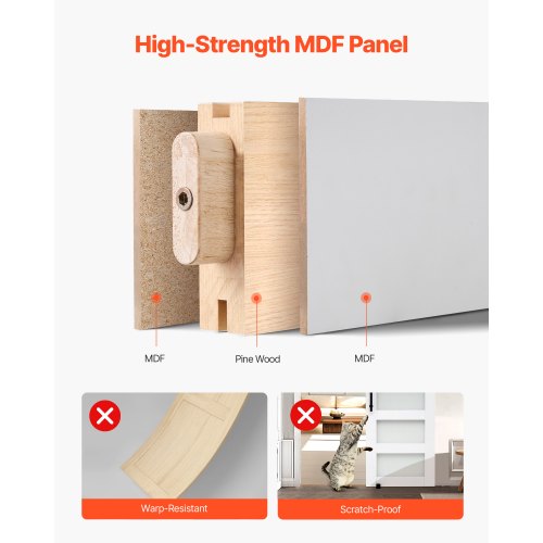 Sliding Barn Door 30 X 84 Inch Highstrength Mdf Panel And Glass With Hardware