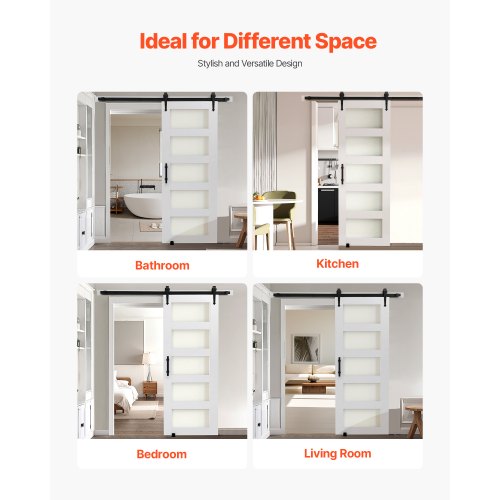 Sliding Barn Door 30 X 84 Inch Highstrength Mdf Panel And Glass With Hardware