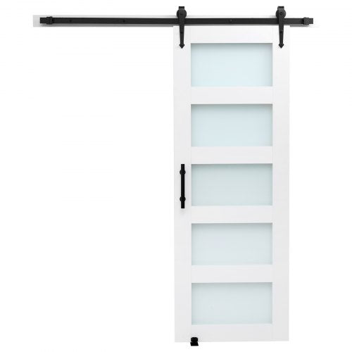 Sliding Barn Door 30 X 84 Inch Highstrength Mdf Panel And Glass With Hardware