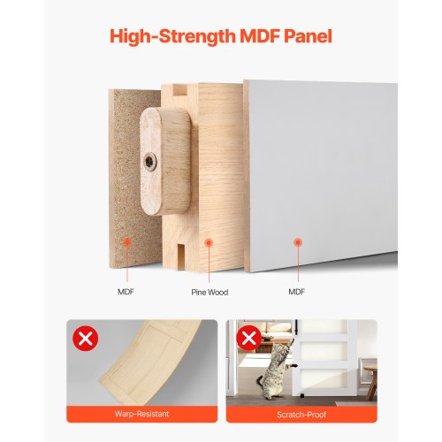 Sliding Barn Door 36 X 84 Inch Highstrength Mdf Panel And Glass With Hardware
