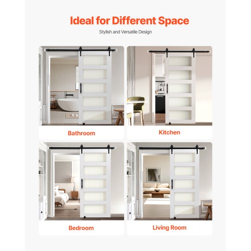 Sliding Barn Door 36 X 84 Inch Highstrength Mdf Panel And Glass With Hardware