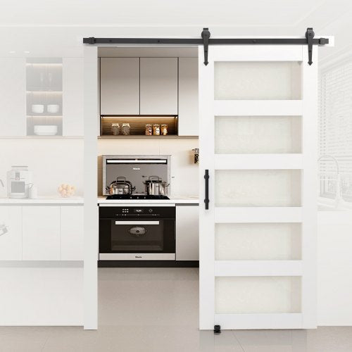 Sliding Barn Door 36 X 84 Inch Highstrength Mdf Panel And Glass With Hardware