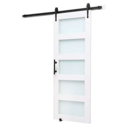 Sliding Barn Door 36 X 84 Inch Highstrength Mdf Panel And Glass With Hardware
