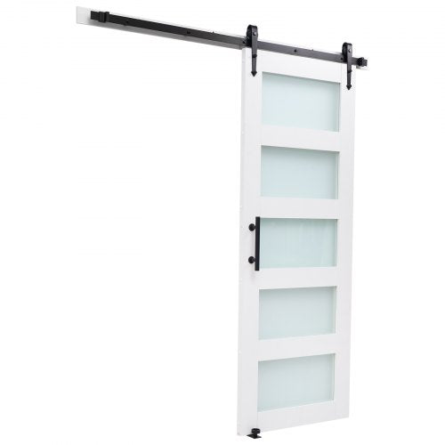 Sliding Barn Door 36 X 84 Inch Highstrength Mdf Panel And Glass With Hardware