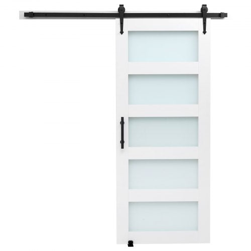Sliding Barn Door 36 X 84 Inch Highstrength Mdf Panel And Glass With Hardware