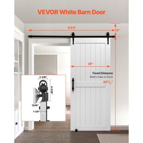Sliding Barn Door 36 X 84 Inch Highstrength Mdf Panel With Hardware Kit