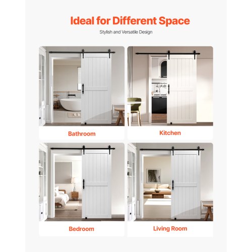 Sliding Barn Door 36 X 84 Inch Highstrength Mdf Panel With Hardware Kit