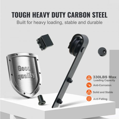 8FT Sliding Barn Door Hardware Kit 330LBS Loading Heavy Duty Barn Door