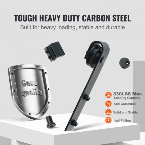 8FT Sliding Barn Door Hardware Kit 330LBS Heavy Duty Barn Door Track Kit