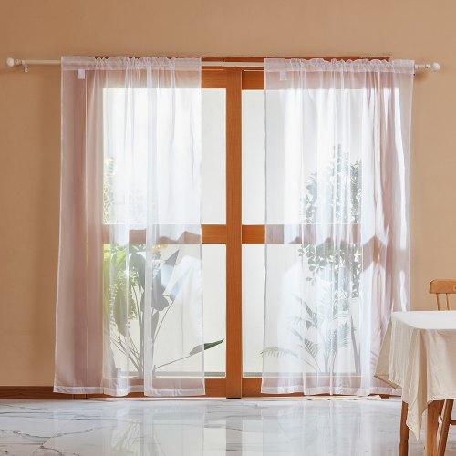 Sheer Curtains 84 inches Long 2 Panels Set Sheer White Curtains Each 42