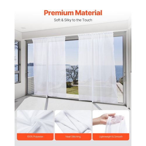 Sheer Curtains 84 inches Long 2 Panels Set Sheer White Curtains Each 52
