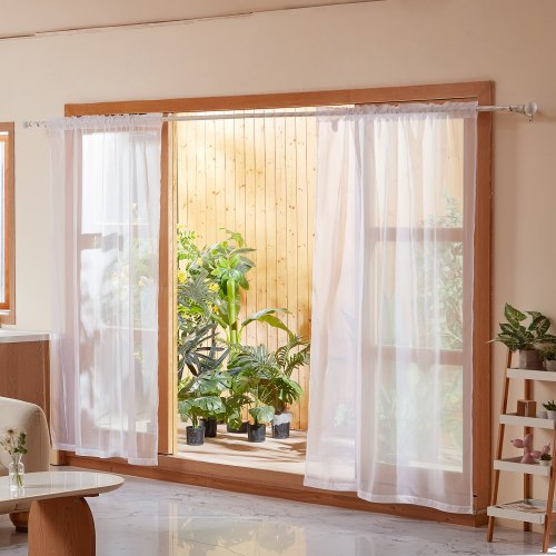 Sheer Curtains 84 inches Long 2 Panels Set Sheer White Curtains Each 52