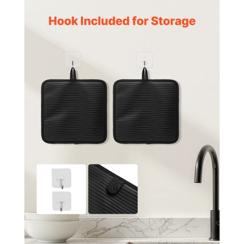 Pot Holders Heat Resistant To 500F With Ribbed Soft Antislip Silicone Strips