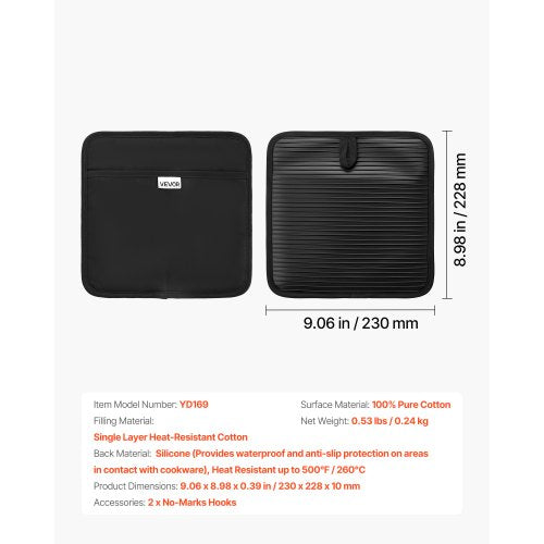 Pot Holders Heat Resistant To 500F With Ribbed Soft Antislip Silicone Strips