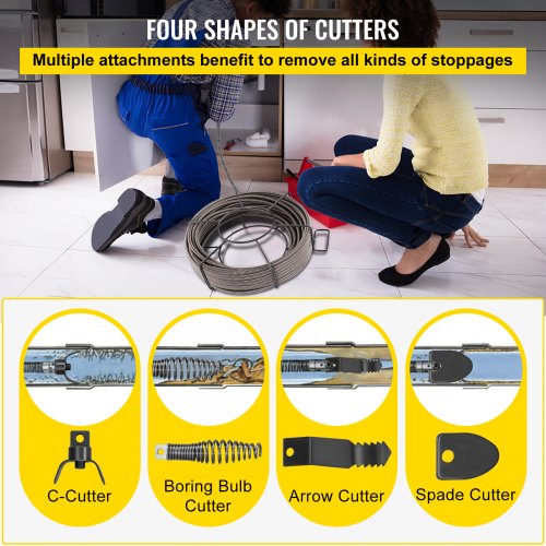 Drain Cleaning Cable 100 Feet x 12 Inch Solid Core Cable Sewer Cable Drain