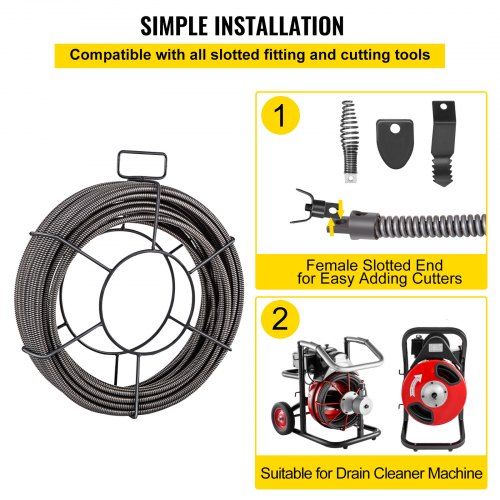 Drain Cleaning Cable 50 Feet x 38 Inch Solid Core Cable Sewer Cable Drain