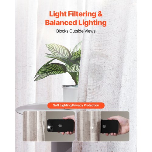 Natural Linen Curtains 52 x 84 inch 2 Panels Set Semi Sheer Light