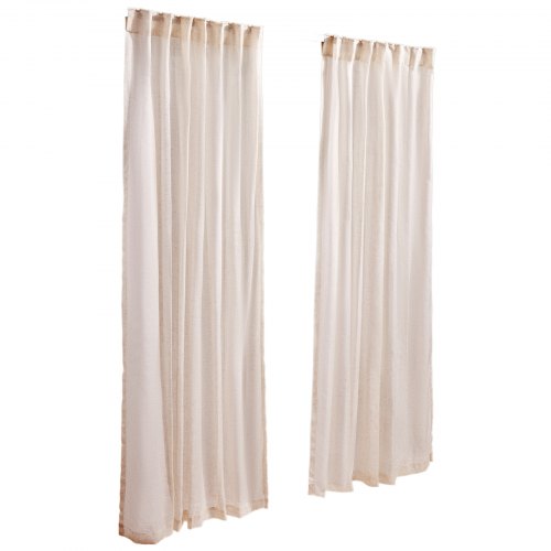 Natural Linen Curtains 52 x 84 inch 2 Panels Set Semi Sheer Light