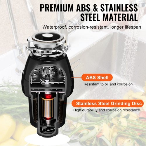Garbage Disposal 12 HP 3450RPM Continuous Feed Food Waste Disposer 3Bolt