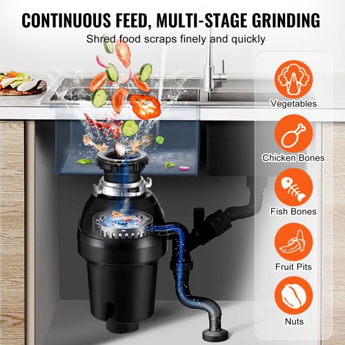 Garbage Disposal 1HP 3270RPM Continuous Feed Food Waste Disposer EZ