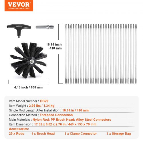 40 FEET Dryer Vent Cleaner Kit 29 Pieces Duct Cleaning Brush Reinforced