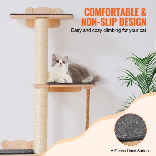 4 Tiers Tall Cat Tree Cat Wall Furniture Set with 4 Jumping Boards