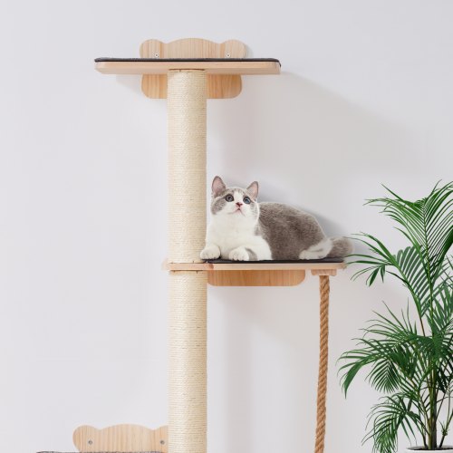 4 Tiers Tall Cat Tree Cat Wall Furniture Set with 4 Jumping Boards