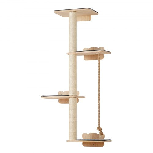 4 Tiers Tall Cat Tree Cat Wall Furniture Set with 4 Jumping Boards
