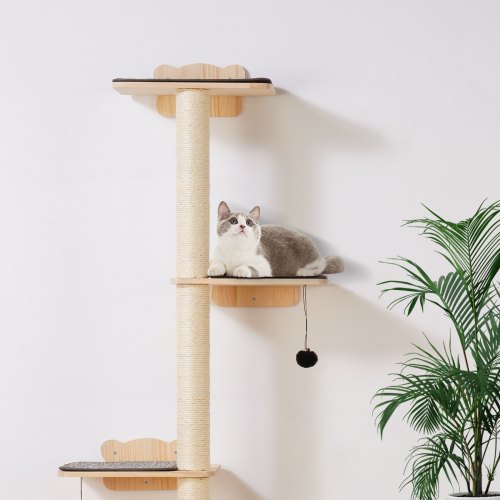 4 Tiers Cat Tree Cat Wall Furniture Set with 4 Jumping Boards WallMounted