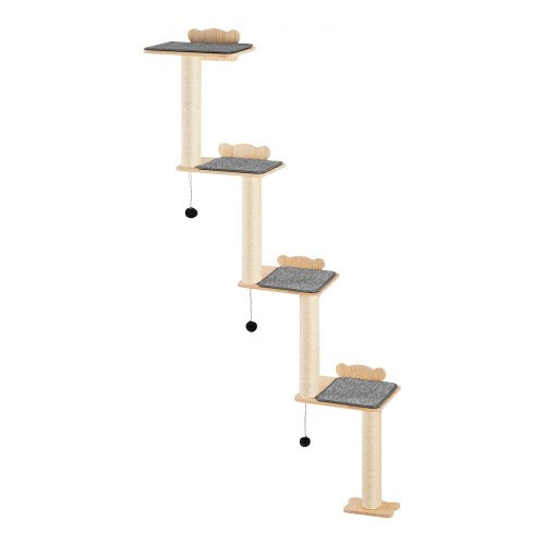 4 Tiers Cat Tree Cat Wall Furniture Set with 4 Jumping Boards WallMounted
