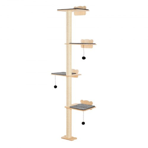 4 Tiers Cat Tree Cat Wall Furniture Set with 4 Jumping Boards WallMounted