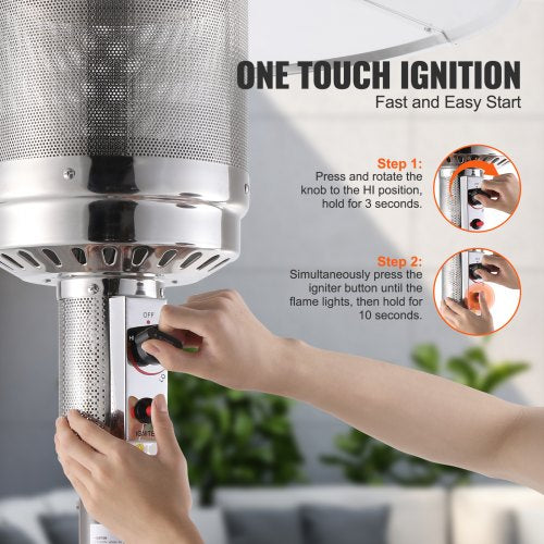 Patio Heater for Outdoor Use 50000BTU Propane Heater Tall Hammered With Round