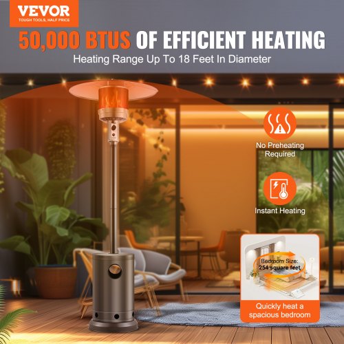 Patio Heater for Outdoor Use 50000BTU Propane Heater Tall Hammered With Round