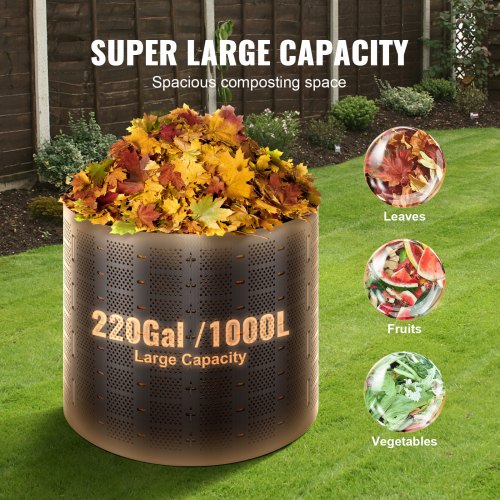 Compost Bin 220 Gallon Outdoor Expandable Composter Easy to Setup Large