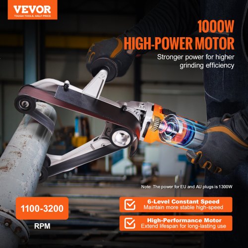Pipe Tube Polisher Sander 1000W Pipe Belt Sander with 6 Variable Speeds