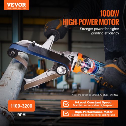 Pipe Tube Polisher Sander 1000W Pipe Belt Sander with 6 Variable Speeds