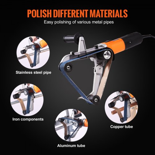 Pipe Tube Polisher Sander 1000W Pipe Belt Sander with 6 Variable Speeds