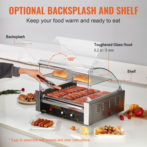 Hot Dog Roller 11 Rollers 30 Hot Dogs Capacity 1650W Stainless Sausage