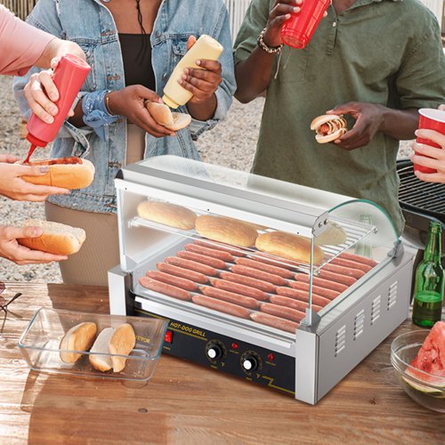 Hot Dog Roller 11 Rollers 30 Hot Dogs Capacity 1650W Stainless Sausage