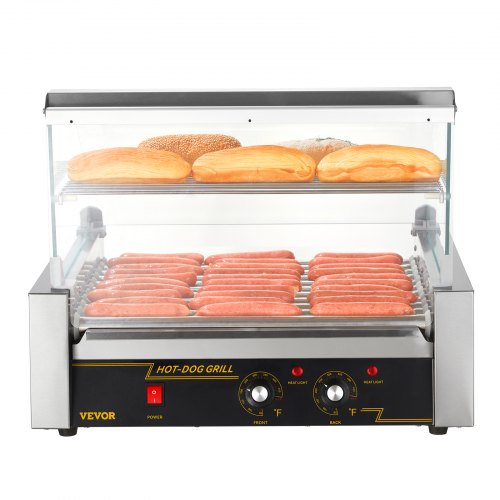 Hot Dog Roller 11 Rollers 30 Hot Dogs Capacity 1650W Stainless Sausage