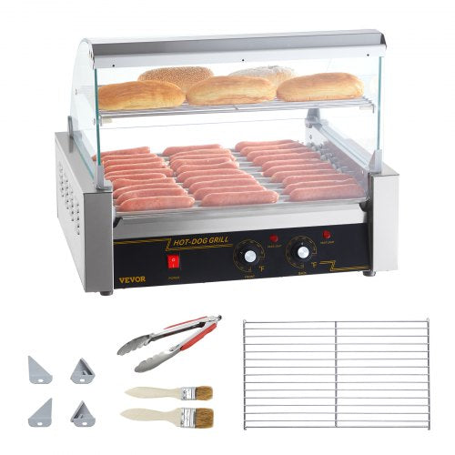 Hot Dog Roller 11 Rollers 30 Hot Dogs Capacity 1650W Stainless Sausage