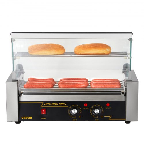 Hot Dog Roller 5 Rollers 12 Hot Dogs Capacity 750W Stainless Sausage Grill