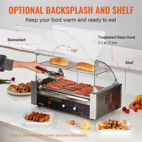 Hot Dog Roller 7 Rollers 18 Hot Dogs Capacity 1050W Stainless Sausage Grill
