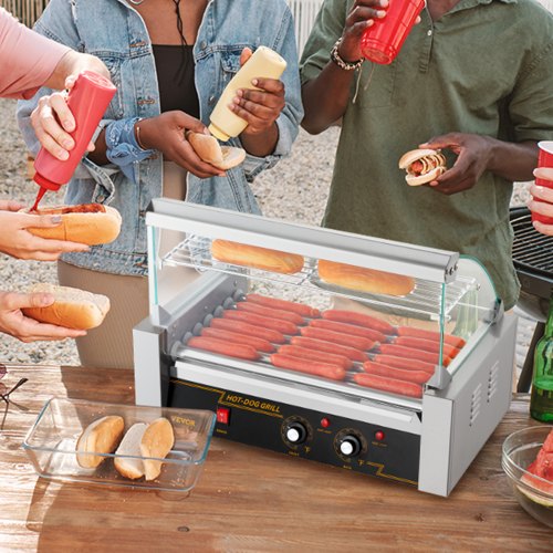 Hot Dog Roller 7 Rollers 18 Hot Dogs Capacity 1050W Stainless Sausage Grill