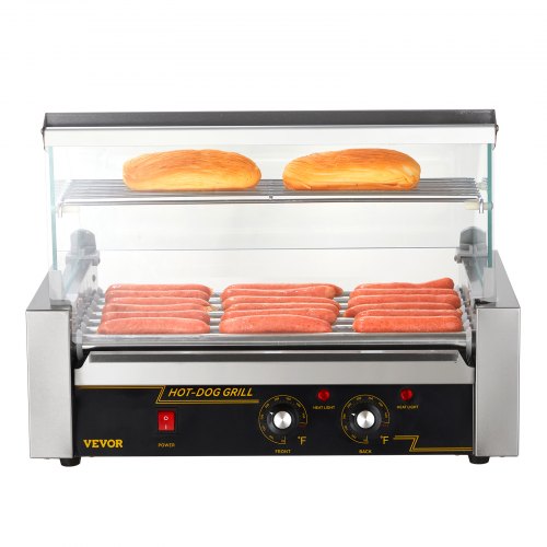 Hot Dog Roller 7 Rollers 18 Hot Dogs Capacity 1050W Stainless Sausage Grill