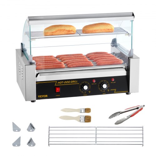 Hot Dog Roller 7 Rollers 18 Hot Dogs Capacity 1050W Stainless Sausage Grill
